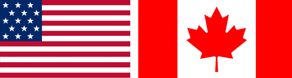 Flags of USA and Canada